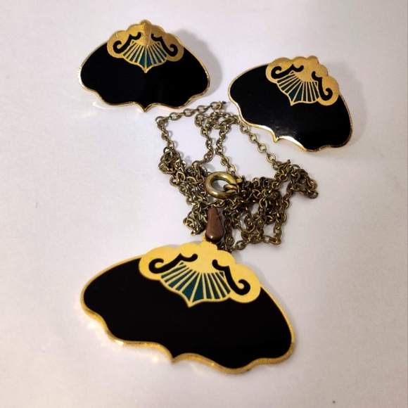 Vintage Art Deco Jewelry Set Signed Duri - Picture 10 of 12